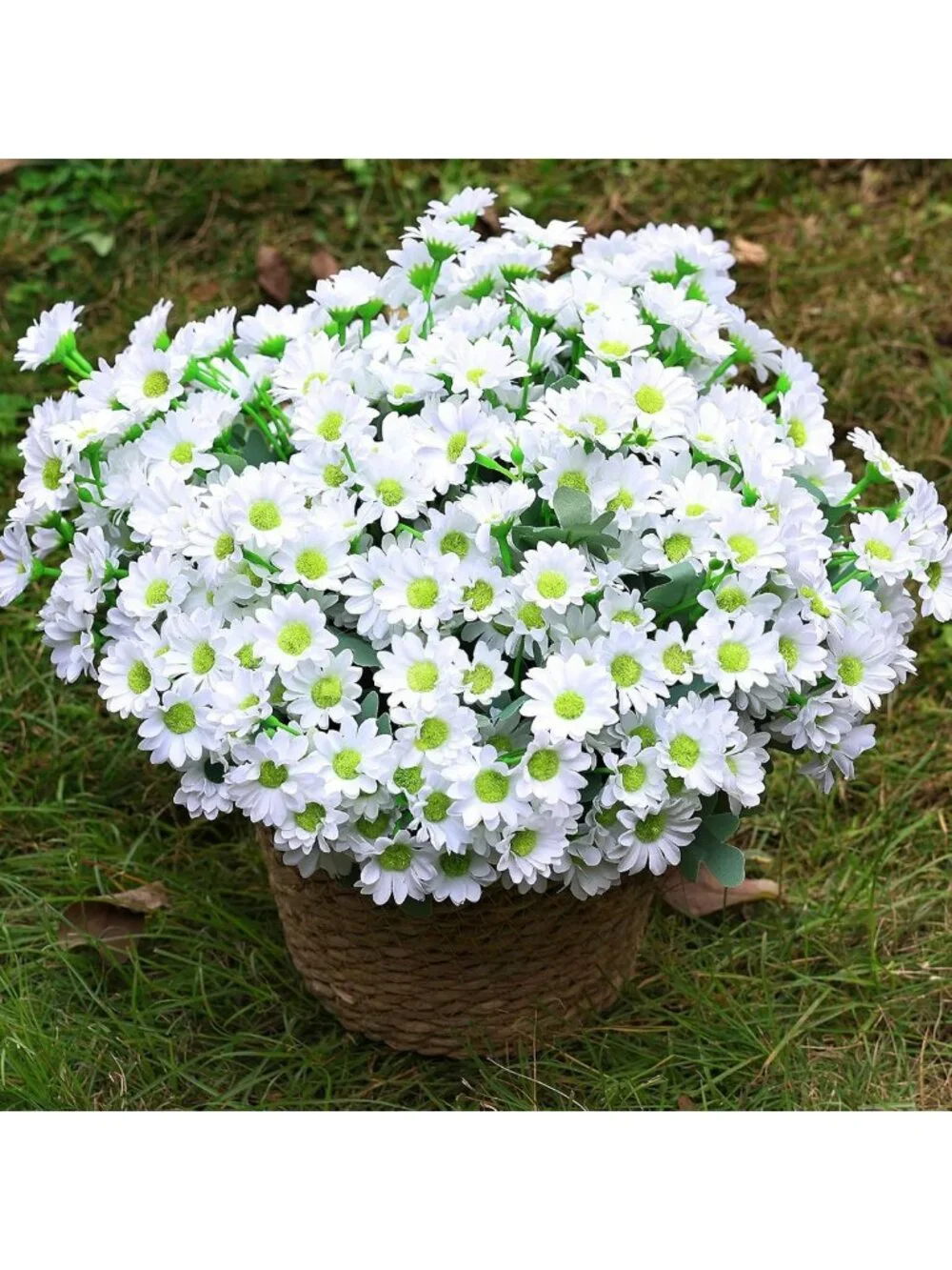 24 Bundles UV Resistant Artificial Daisy Flowers - Faux Mums for Home Garden